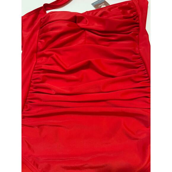 Tummy Control Halter Ruched Push Up Slimming One-Piece Swimsuit NWT Size M - Picture 4 of 8